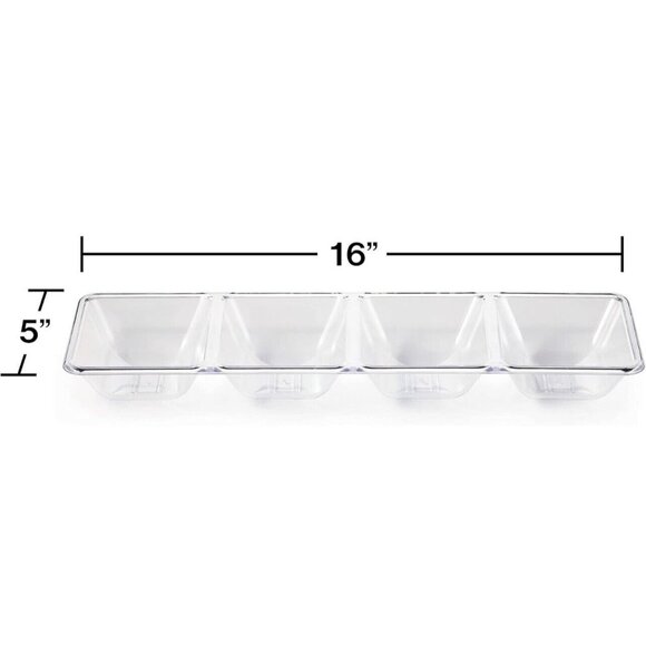 NWT Set of 2 Creative Converting 4 compartment Serving Trays Clear Tray Storage - Picture 3 of 6